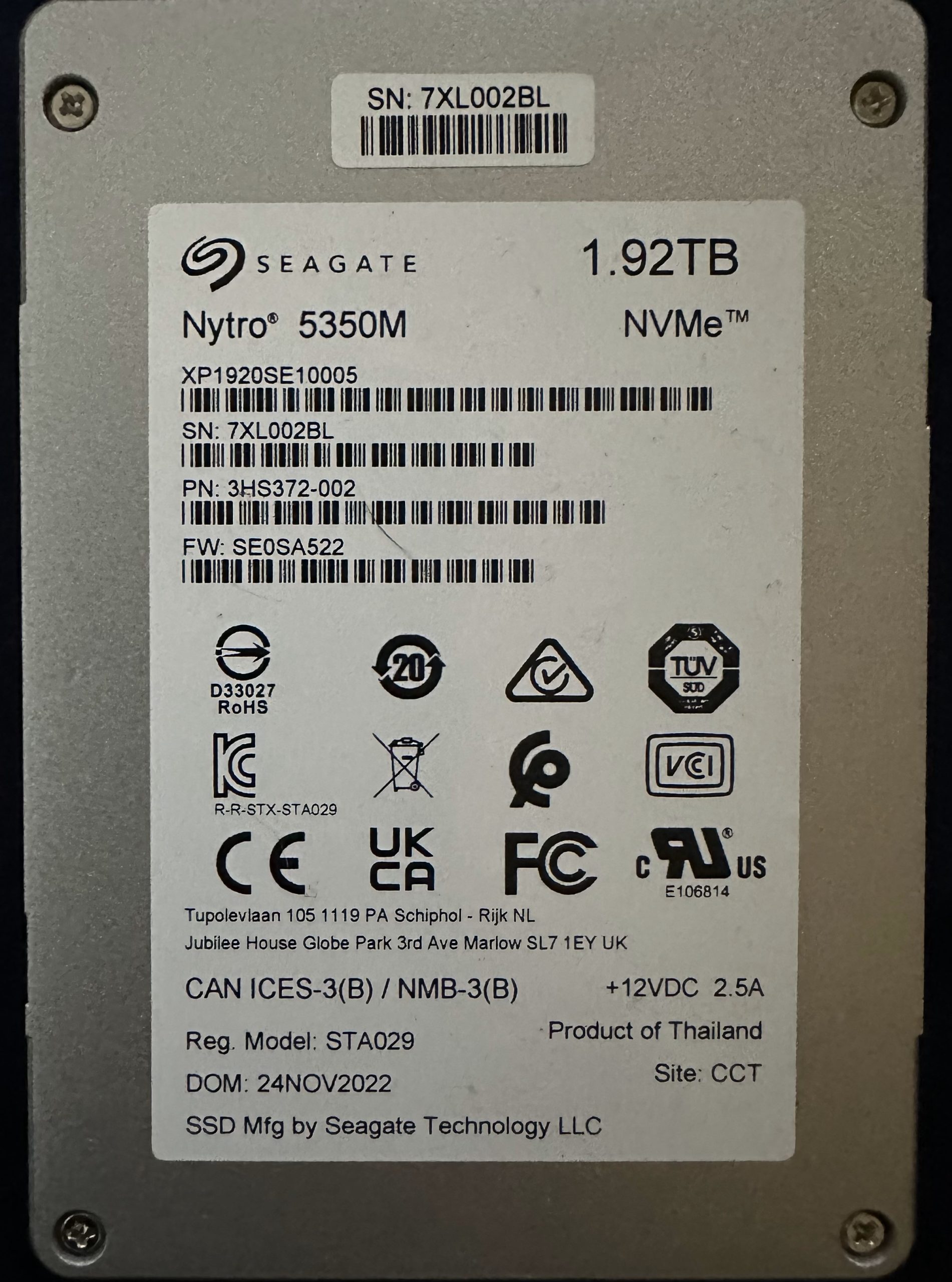 Seagate Nytro 5350M NVMe SAS 1.92TB Enterprise SSD 